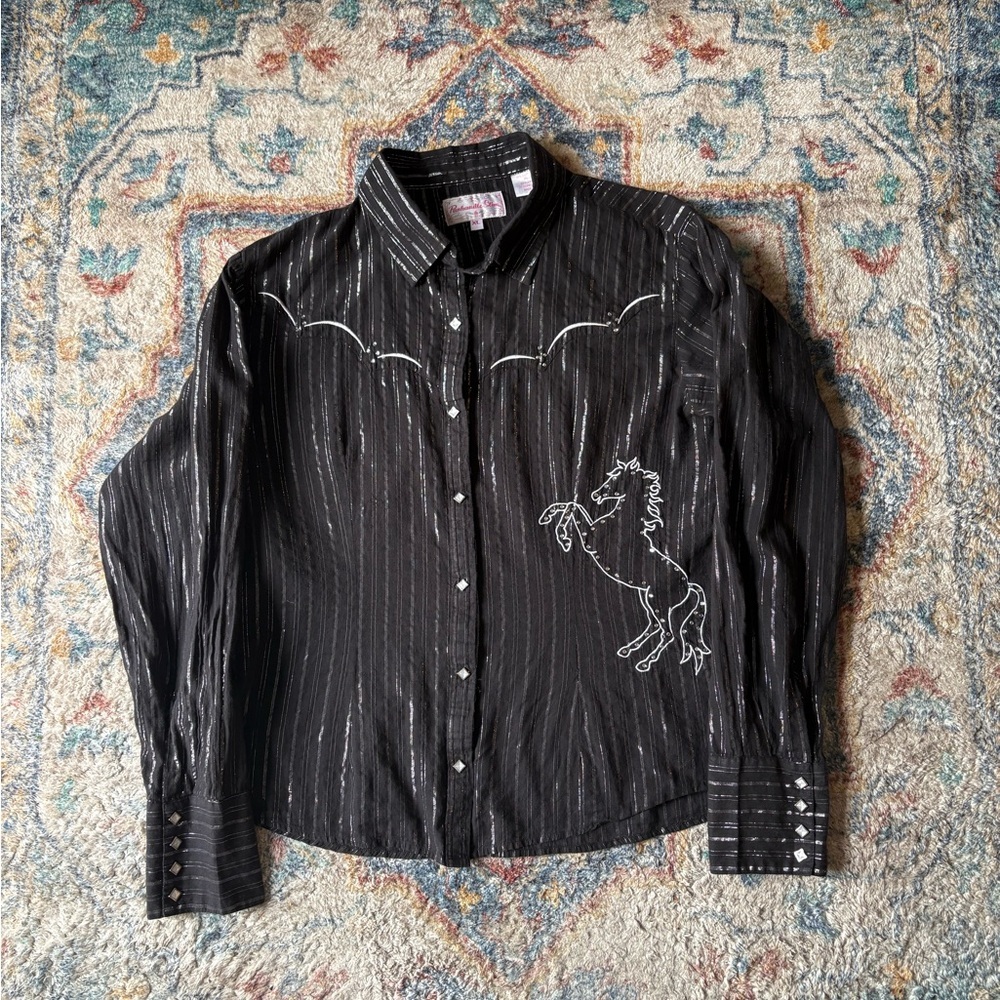 Vintage Panhandle Slim Horse Bedazzled Button-up Shirt Size XL